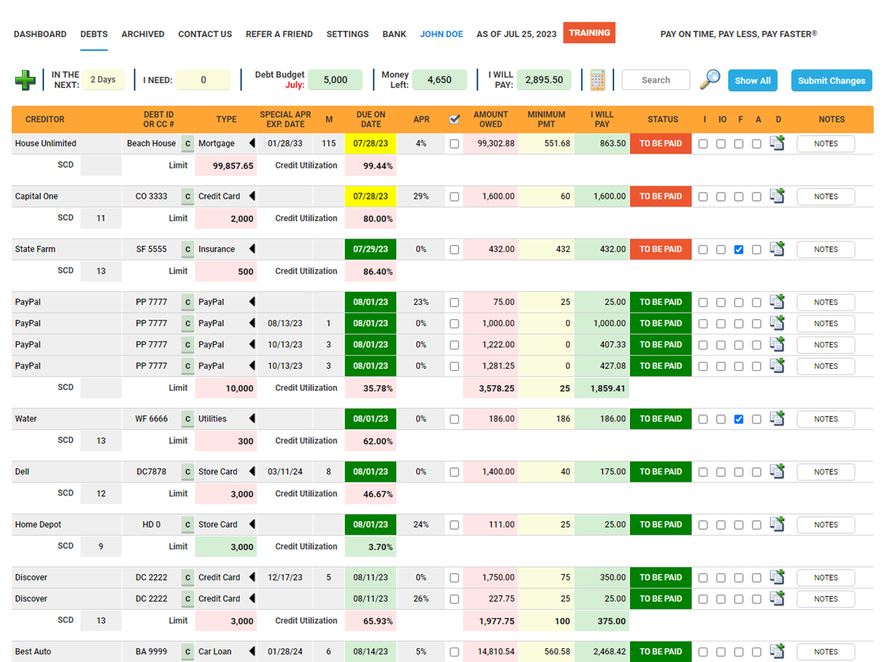 Debt Eliminator Machine Debts Tracker